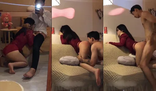 Bé sinh viên kính cận váy đỏ đưa em đi chơi mà anh vét máng vỗ đỏ hết cả mông em